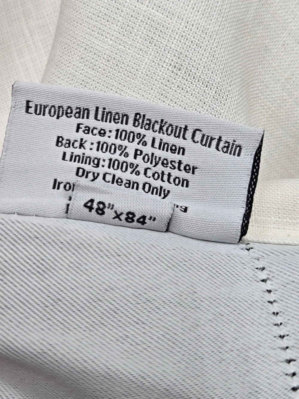 NWT QUINCE Set Of 2 48x84 European Linen True Blackout Curtains Cream 9352